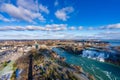 Overlooking the Niagara River Rainbow Bridge and American Falls in a sunny day. Niagara Falls City, Ontario, Canada Royalty Free Stock Photo