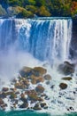 Niagara Falls detail of American Falls with falls crashing over rocks