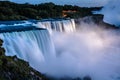 Niagara Falls at dusk during light show - US Side Royalty Free Stock Photo