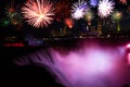 Niagara falls and fireworks celebration show USA Royalty Free Stock Photo