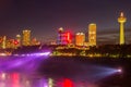 Niagara Falls light show at night, USA Royalty Free Stock Photo