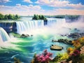 Ai Generated illustration Wildlife Concept of Niagara Falls Royalty Free Stock Photo