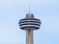 Niagara Falls, New York and Canada [ edge of Niagara falls, town from American and Canadian city side, Skylon tower ] Royalty Free Stock Photo