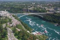 Niagara Falls, New York: The Rainbow Bridge 1941 connects New York State with Ontario, Canada Royalty Free Stock Photo