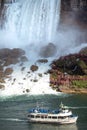 Niagara Falls, New York - September 14, 2018 : A Maid of the Mist boat taking passengers to the falls Royalty Free Stock Photo