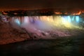 Niagara Falls at Night with Lights Royalty Free Stock Photo