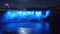 Niagara Falls with night lights. View from the Canadian coast. Royalty Free Stock Photo