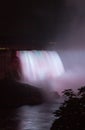 The Niagara Falls at night was illuminated by the lights. Royalty Free Stock Photo