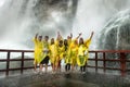 NIAGARA FALLS, NY - JULY 13: Happy Visitors on Niagara Falls