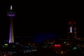 NIAGARA FALLS, ONTARIO, CANADA - MAY 21st 2018: The Skylon Tower, Casino and hotels at Niagara Falls at night Royalty Free Stock Photo