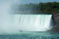 NIAGARA FALLS, ONTARIO, CANADA - MAY 20th 2018: Touristic boat on Horseshoe Falls, also known as Canadian Falls Royalty Free Stock Photo