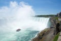 NIAGARA FALLS, ONTARIO, CANADA - MAY 20th 2018: Touristic boat on Horseshoe Falls, also known as Canadian Falls Royalty Free Stock Photo