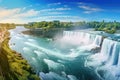 Niagara Falls, Ontario, Canada. Panoramic view of Niagara Falls, Niagara Falls panoramic view in summer. Ontario, Canada, AI Royalty Free Stock Photo