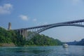 Niagara Falls, NY: The Rainbow Bridge over the Niagara Gorge Royalty Free Stock Photo
