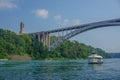 Niagara Falls, NY: The Rainbow Bridge over the Niagara Gorge Royalty Free Stock Photo