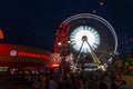 Niagara Falls, Ontario, Canada - SEP 2021 - The night lights of the Ferris wheel of Niagara Falls SkyWheel