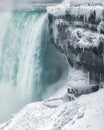 Niagara Falls, Ontario - January 20, 2019 - Niagara looking frozen as a winter storm hit the area with snow Royalty Free Stock Photo