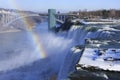 Niagara Falls and Rainbow Bridge in winter, New York, USA Royalty Free Stock Photo