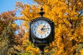 Niagara Falls Rotary Clock. Red maple leaf during autumn foliage. Royalty Free Stock Photo