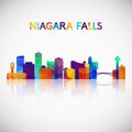 Niagara Falls skyline silhouette in colorful geometric style.