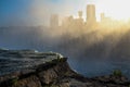 Niagara Falls Sunset Mist Skyline 2 Royalty Free Stock Photo