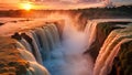 Niagara Falls at sunset, United States of America, america, The Iguazu Waterfalls in Brazil, AI Generated