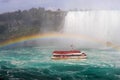 Niagara falls tourism. Canadian side view of Niagara Falls, Horseshoe Falls boat tour in Niagara Falls, Ontario, Canada Royalty Free Stock Photo