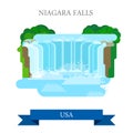 Niagara Falls in United States / Canada. Flat cart Royalty Free Stock Photo