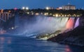 Niagara Falls USA illuminated at blue hour. Royalty Free Stock Photo