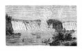 Niagara Falls, vintage engraved art line drawing