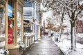 NIAGARA ON THE LAKE,CANADA - DECEMBER 2, 2019: Famous beautiful street of Niagara on the Lake at winter time, Canada