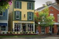 NIAGARA-ON-THE-LAKE, CANADA - 06 19 2016: Tourists on the picturesque Queen street of a Canadian touristic destination