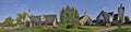 Panoramic view of the winery with landmark stone tower stands with structures that date back to the 1840s.  The former farmhouse, Royalty Free Stock Photo