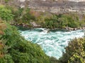 Niagara River flowing through gorge with rapids Royalty Free Stock Photo