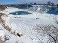 Niagara River with Rainbow Bridge and American Falls Royalty Free Stock Photo