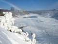 Niagara River with Rainbow Bridge and American Falls Royalty Free Stock Photo