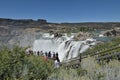 People on the viewing deck overlooking Shoshone Falls Twin Falls, Idaho horizontal masthead text area