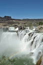 Twin Falls Idaho Shoshone Falls mist with rainbow masthead text area vertical Royalty Free Stock Photo