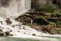 Niagra Falls Canada 06.09.2017 view of the American part of Horseshoe Falls with visitors walking wooden trails Royalty Free Stock Photo