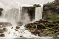 Niagra Falls Canada 06.09.2017 view of the American part of Horseshoe Falls with visitors walking wooden trails Royalty Free Stock Photo