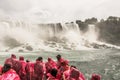 Niagra Falls Canada 06.09.2017 view of the American part of Horseshoe Falls with visitors walking wooden trails Royalty Free Stock Photo