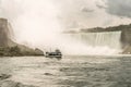 NIAGRA, ONTARIO Canada 06.09.2017 Tourists aboard the Maid of the Mist boat at the Niagara Falls USA Royalty Free Stock Photo