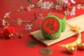 Nian Gao or glutinous rice cake with Good Luck in Chinese words