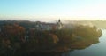 Niasvizh, Belarus - 15.10.2018. Aerial view of the Royal Palace of Niasvizh, Radziwill Castle