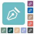 Nib outline rounded square flat icons Royalty Free Stock Photo