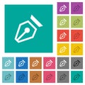 Nib outline square flat multi colored icons Royalty Free Stock Photo