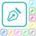 Nib outline vivid colored flat icons Royalty Free Stock Photo