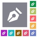 Nib solid square flat icons Royalty Free Stock Photo