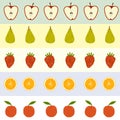Seamless repeat fruity pattern with apples, pears, strawberries and oranges Royalty Free Stock Photo