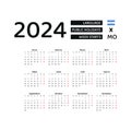 Nicaragua Calendar 2024. Week starts from Monday. Vector graphic design.